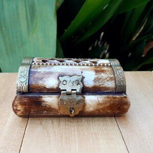 Brass And Bone Jewelry Box - Bohemian Chic